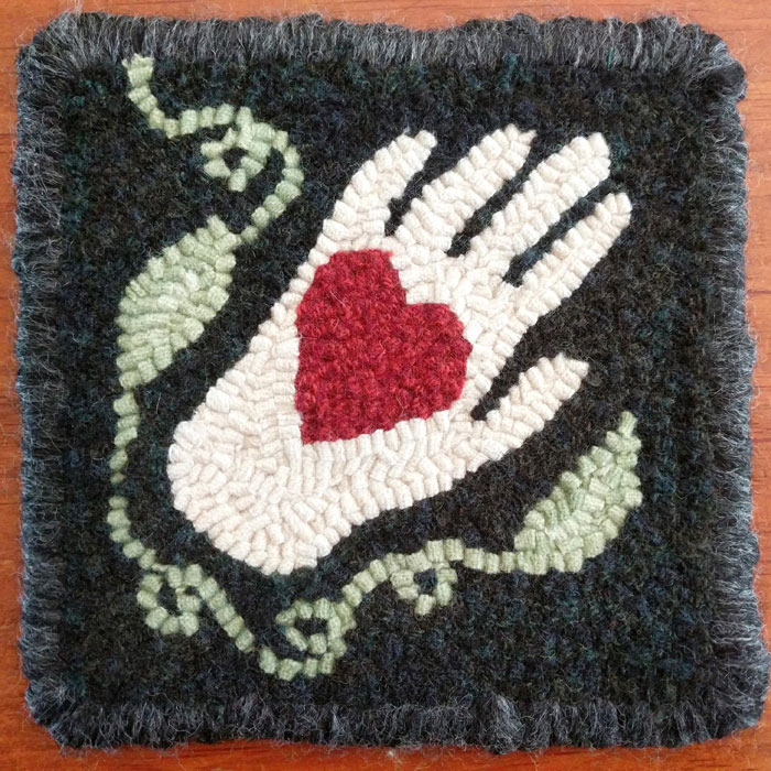 Rug Hooking Heart in Hand