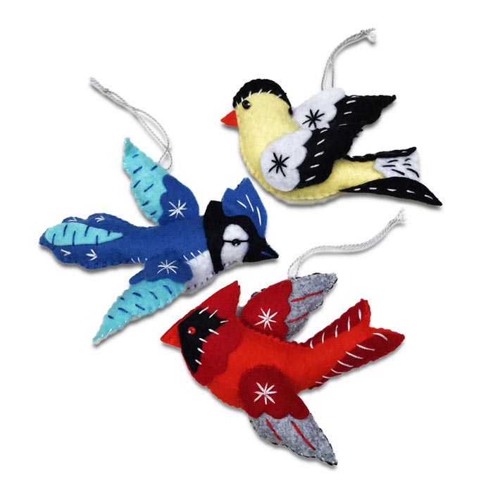 Bird Ornament Stitched Felt Whimsy Kit
