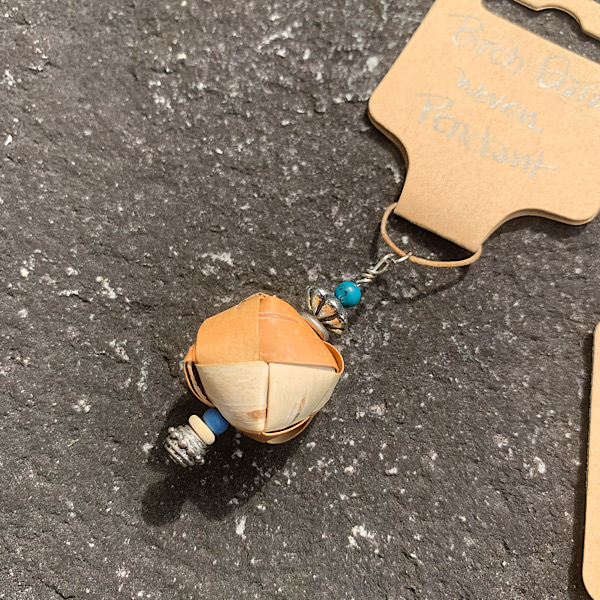 Woven Birch Bark Pendant by Carolyn Kemp